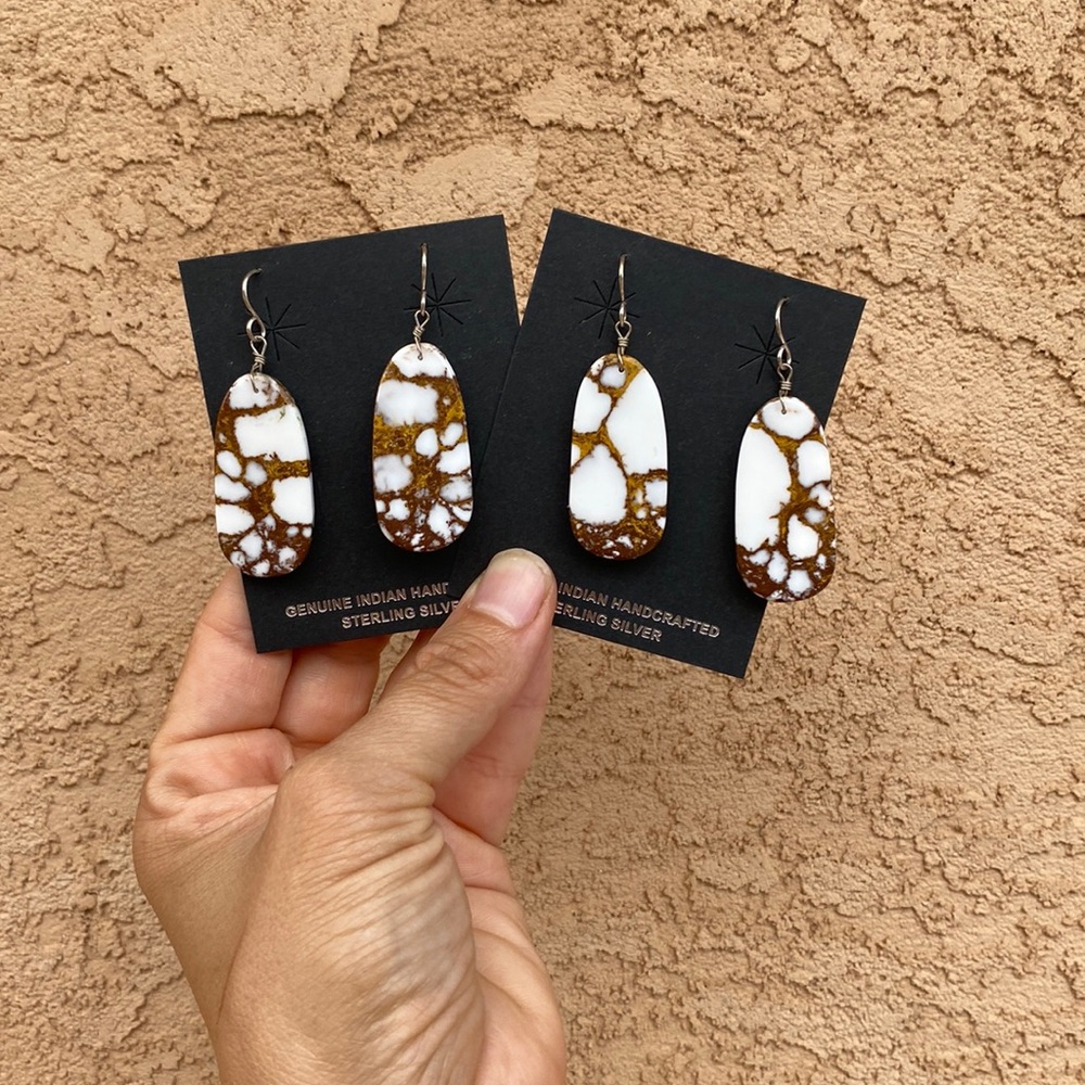 Authentic Native American Crazy Horse slab earrings